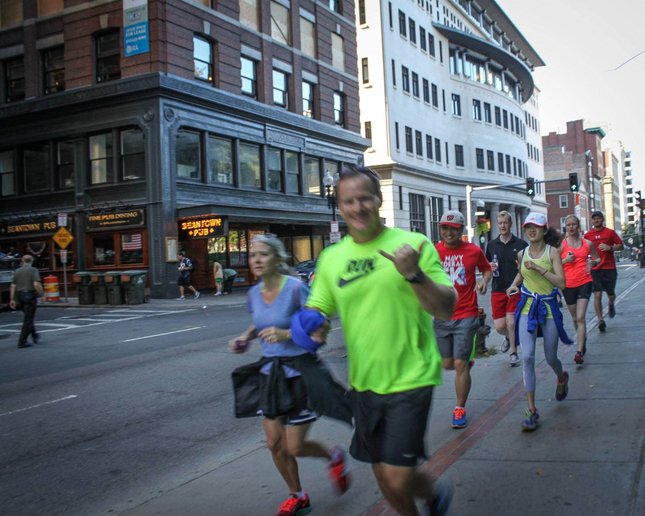 Freedom Trail Run runners in downtown Boston