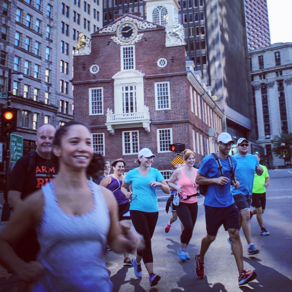 Freedom Trail Run runners in downtown Boston
